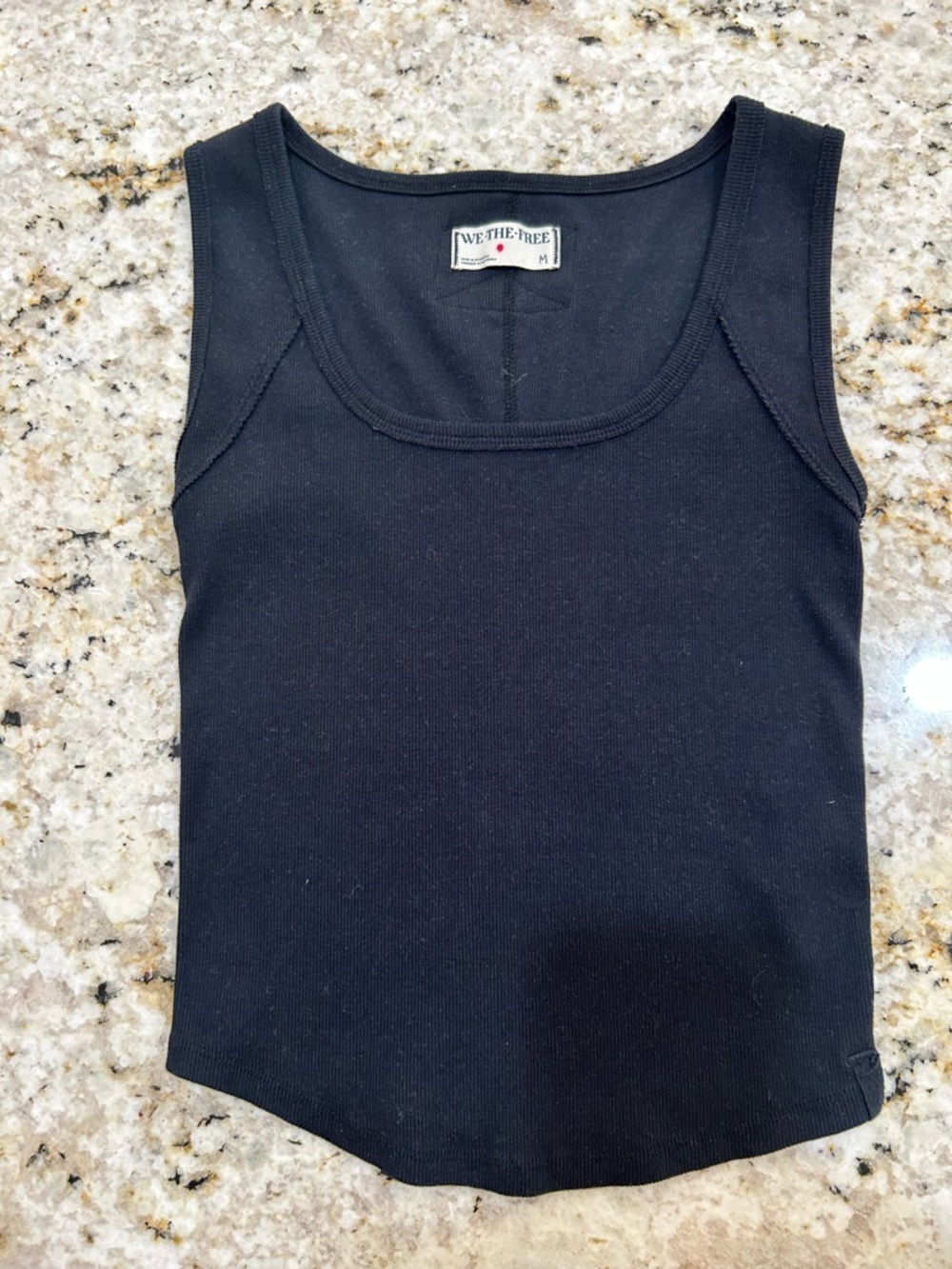 We The Free Black Hummingbird Ribbed Scoop Tank Top